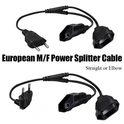 CEE7/16 EU 2 Prong Male to Female Dual Output,2 Ways Outlet Extension Cord European M/F Power Splitter Cable