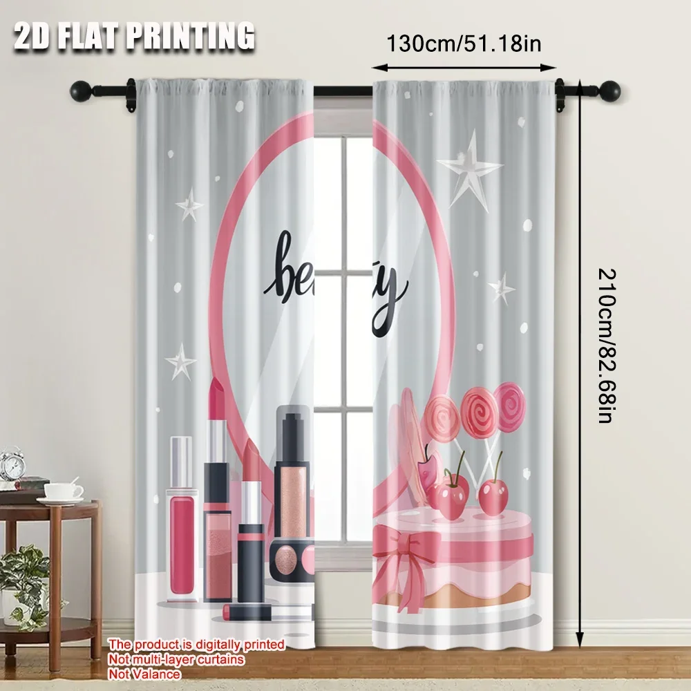 

2pc,2D plane printing Pattern Curtains Cute cartoon pattern 17 Versatile Polyester (without rod) Gifts Ldeal for Living Room,