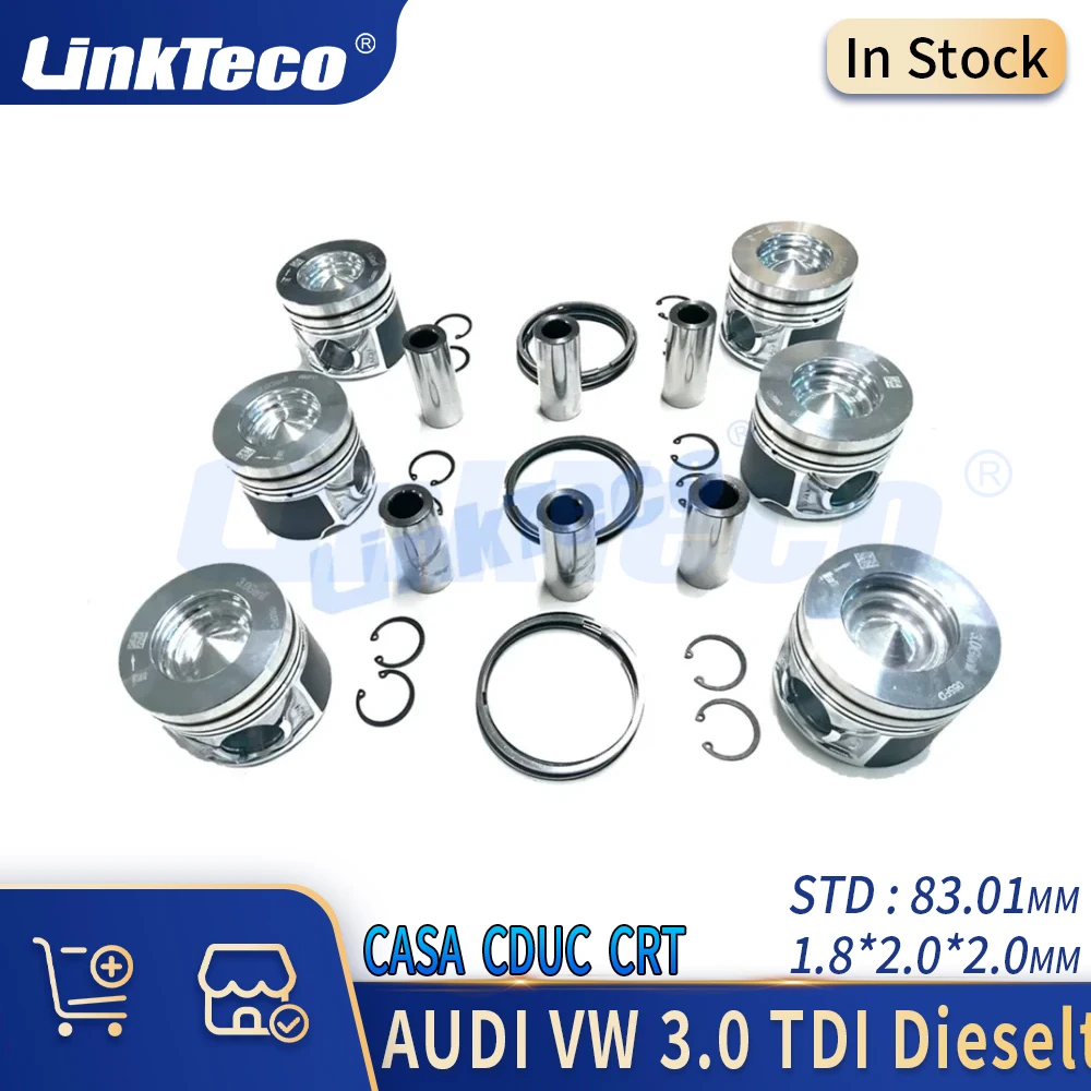 STD 6pcs Engine Part Piston & Rings Set Kit Fit 3.0 L V6 Diesel 07-18 For AUDI A4 A5 A6 A7 A8 Q5 Q7 VW TOUAREG TDI CASA CDUC CRT