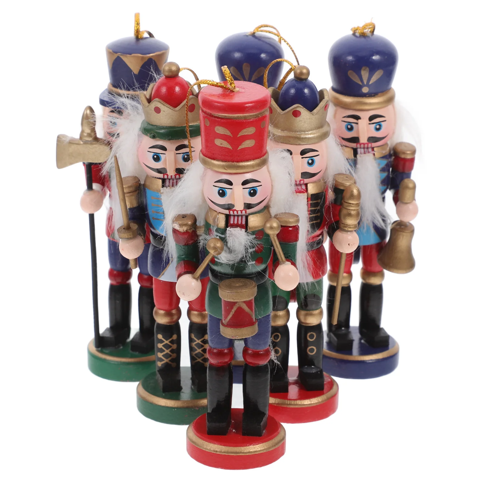 

6pcs Wood Nutcracker Craft Hanging Decor Christmas Nutcracker Pendant Xmas Ornament Festival Hanging Charm Puppet Accessory