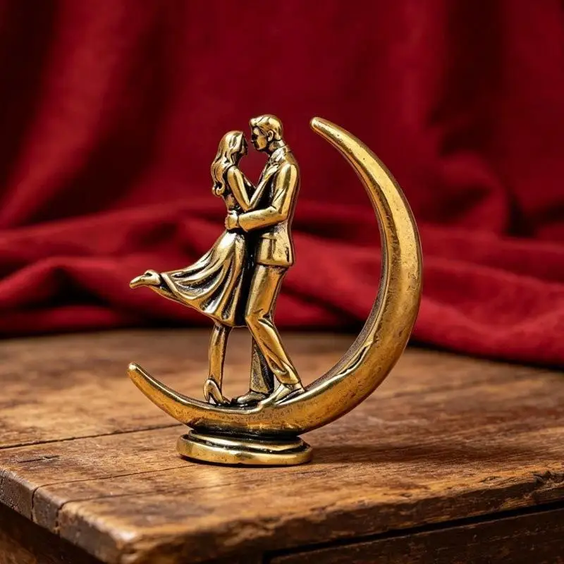 Messing-Statue eines umarmenden Paares, moderne Kunstfigur, handgefertigtes, poliertes Liebesornament für Schlafzimmer, Wohnzimmer, Heimdekoration – Detail 7