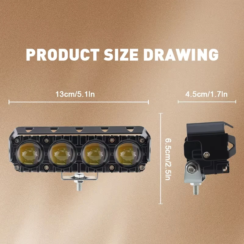 Motorrad-Scheinwerfer, Scheinwerfer, LED-Scheinwerfer, 4-Linsen-Hochleistungs-Zusatzlicht für Auto, Motorrad, Geländewagen, LKW, Nebelscheinwerfer