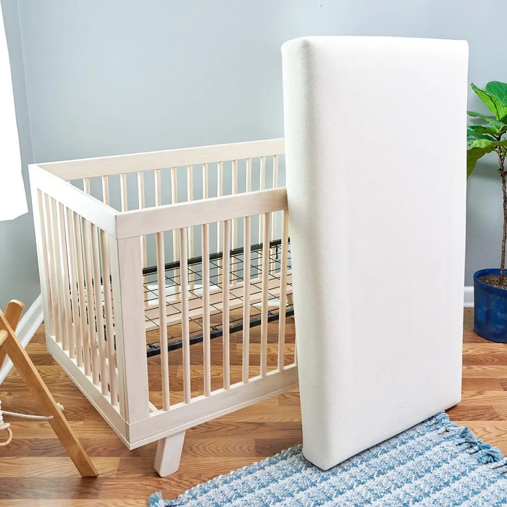 Organic Crib Mattress - 2-Stage 252 Coil Infant & Toddler Mattress with Protector Pad - Waterproof, Breathable