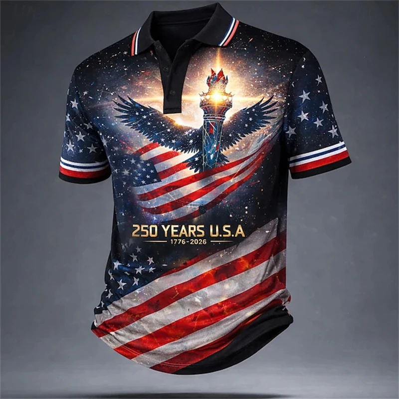 U.S. 250th Anniversary Statue of Liberty 3D-Printed Couples Set Polo Shirts Casual Sportswear Independence Day Men's Polo Shirts