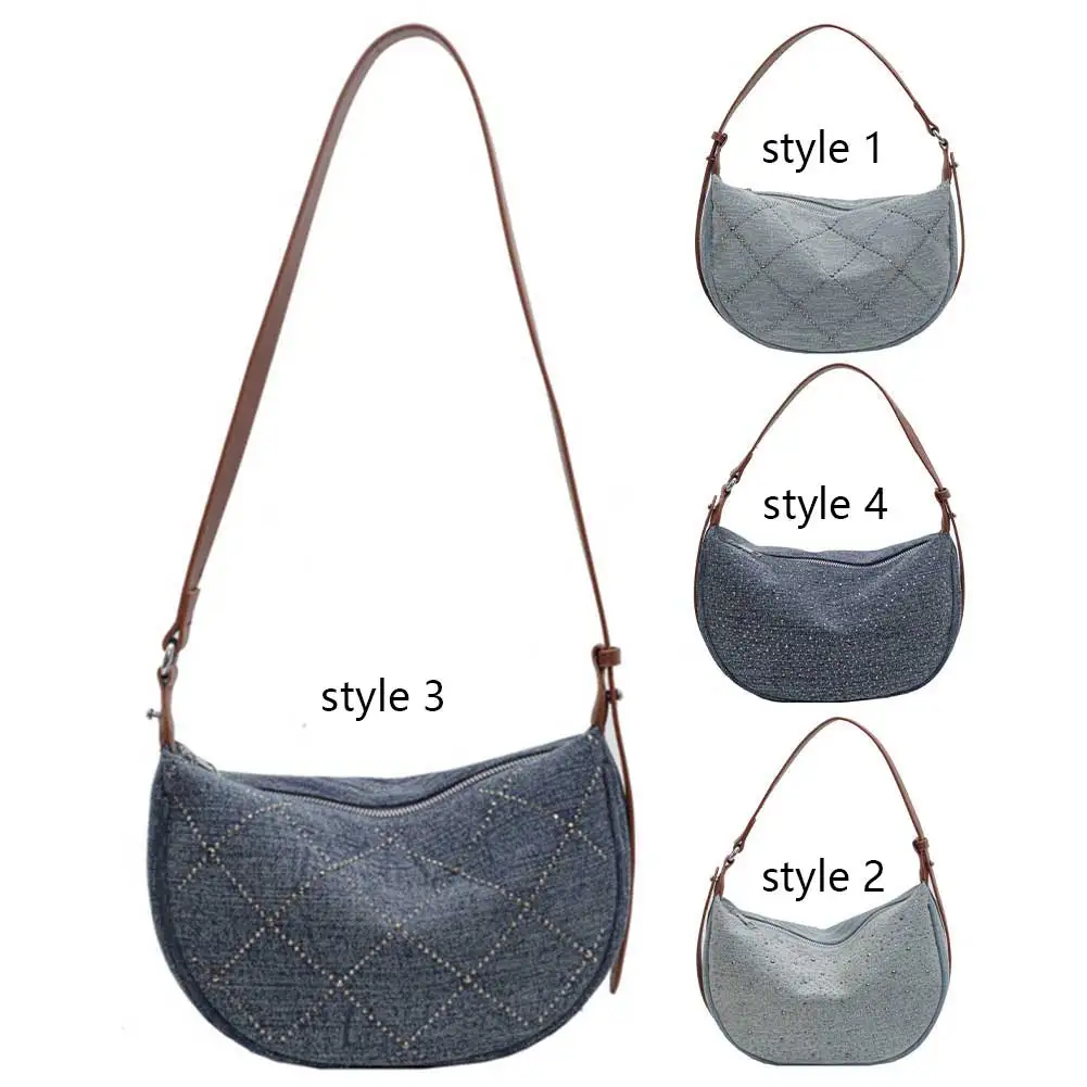 

Denim Crossbody Purse with Diamond Women Shoulder Bag Adjustable Strap Trendy Messenger Bag Travel Shopper Purse