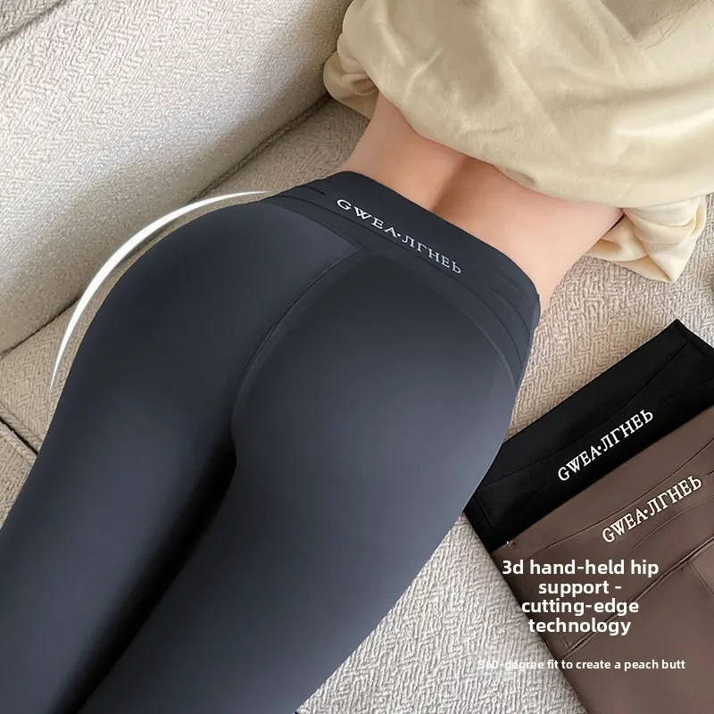 Hoge taille Fce gevoerde yogabroek Dames ark Skin Patroon Afslankende elastische bot voor herfst-winterbovenkleding