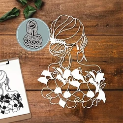 1 Set Flowers Lady Pattern Die Cuts For Card Making, Cutting Dies Stencil For DIY Scrapbooking, Paper Embossing Folder Photo