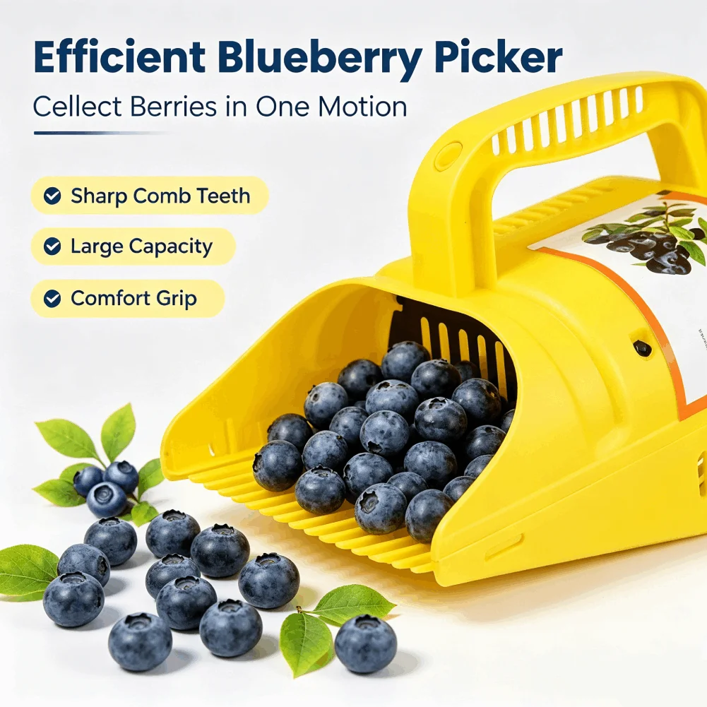 Berry Picker Rakes with Comb Teeth Lightweight Handle Large Capacity Efficient Garden Tool for Harvesting Season ﻿