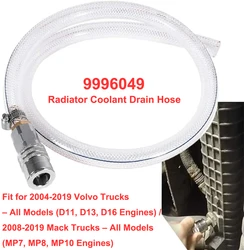 For Volvo Mack Radiator Coolant Drain Hose 9996049 For 2004~2019 Volvo Trucks & 2008~2019 Mack Trucks Silica Gel (1000MM)