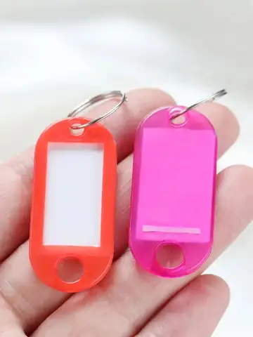 10/50Pcs Colors Plastic Key Tags with Card Label for DIY Keychain Kit Luggage Tag Hotel Number Classification