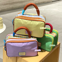 2025 Stylish Patchwork INS - style Large-Capacity Plaid Makeup Bag - Travel Toiletry Bag & Handheld Cosmetic Organizer