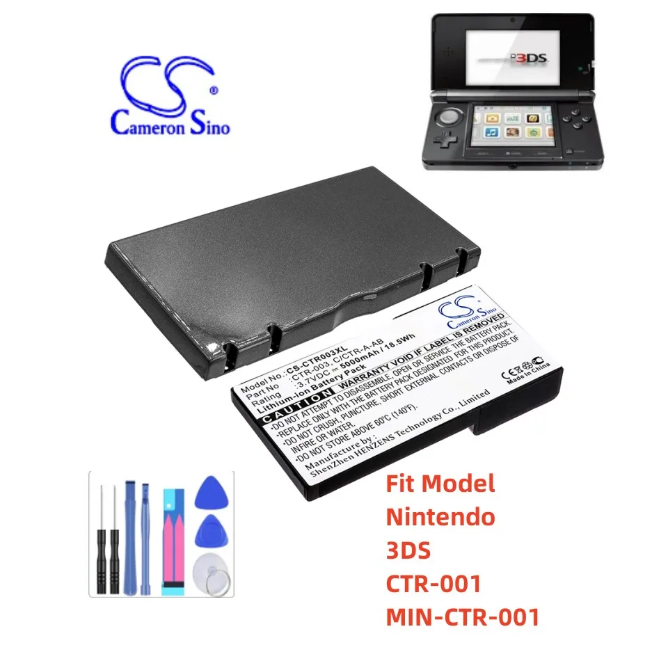 Game Console Battery For Nintendo C/CTR-A-AB  CTR-003 3DS  CTR-001  MIN-CTR-001 Capacity 5000mAh / 18.50Wh Type  Li-ion  3.70V