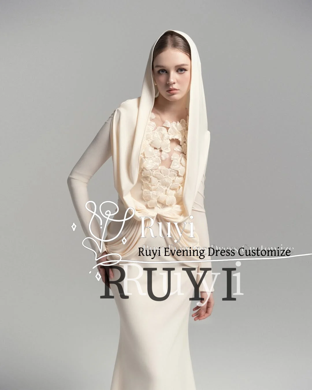 Personalizado mangas compridas lantejoulas flores vestidos de noite 2025 feminino plissados sereia elegante vestido de festa de casamento vestido de baile