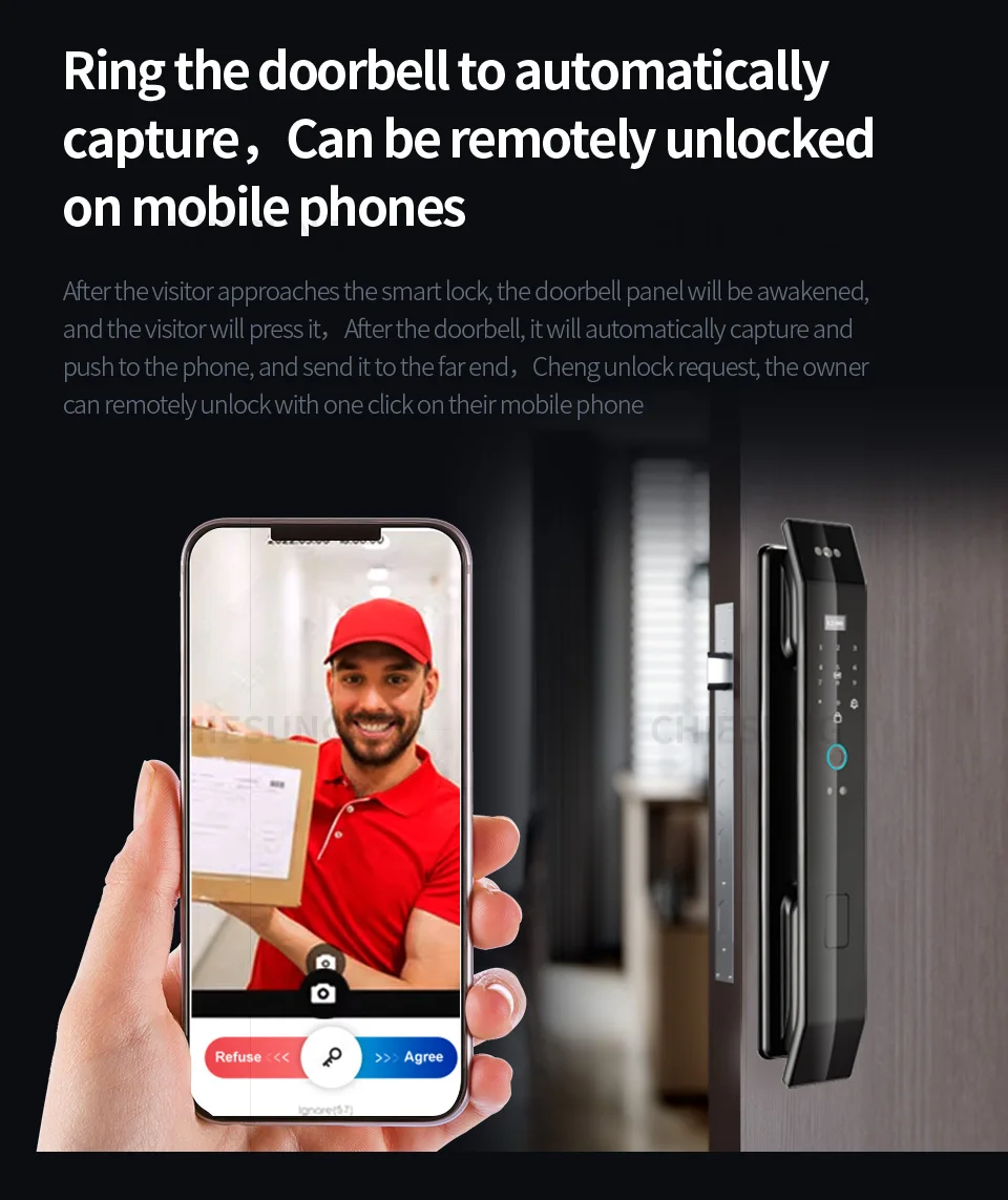 Smart lock 3D face recognition fingerprint waterproof smart door wifi remote photo capture unlocking with App key NFC  RFID Card