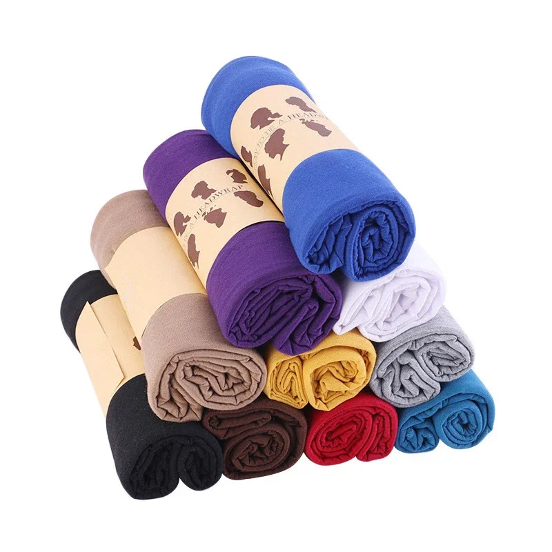 

Wrap Headband Women Long Solid Color Jersey Hijab Scarf Knot Turban African Headties Muslim Headscarf Bonnet Hat Turbante Mujer