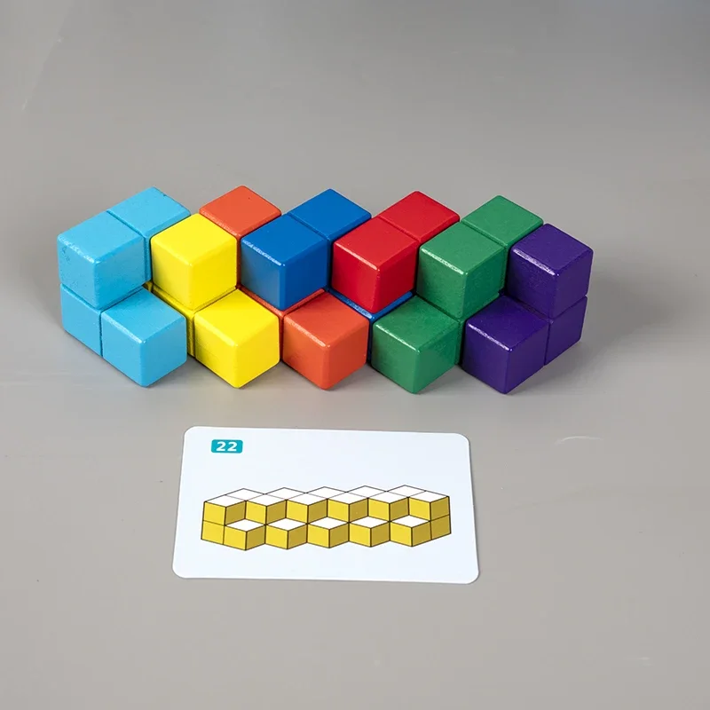 Houten Montessori kinderkubusblokken geometrische modellen wiskunde ruimtelijk leren educatief speelgoed leermiddelen