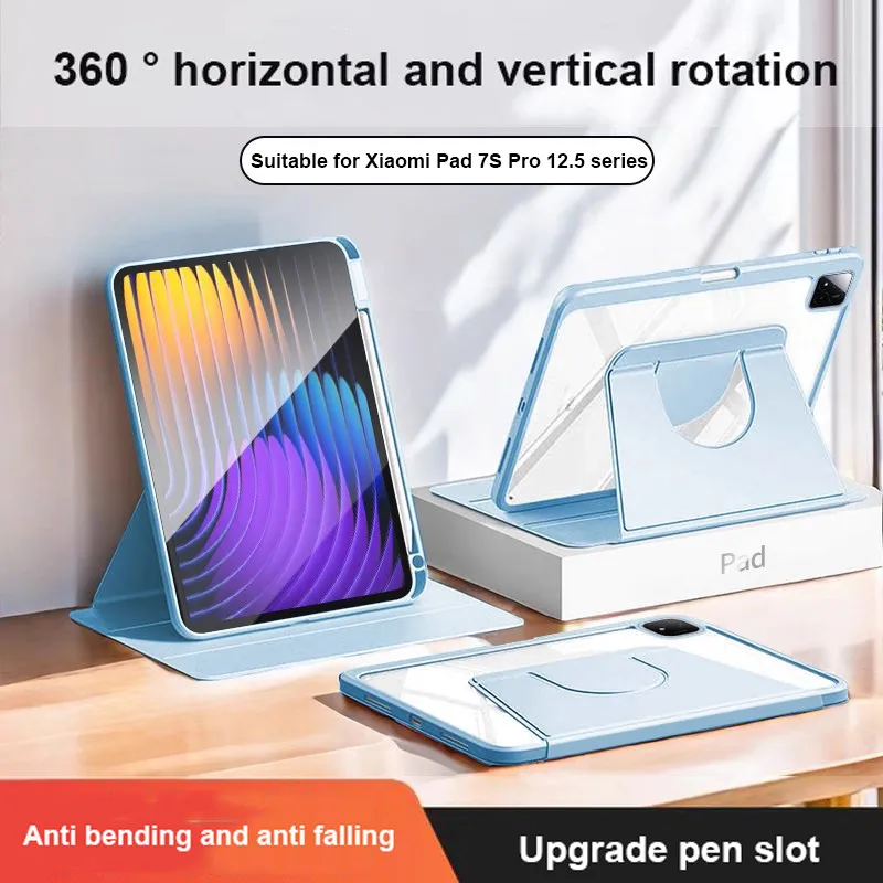 

Противоударный чехол для Xiaomi Pad 7S Pro 12,5 2025 6S Pro Poco Pad 12,1 Redmi Pad Pro 12,1, вращающийся акриловый чехол с слотом для ручки