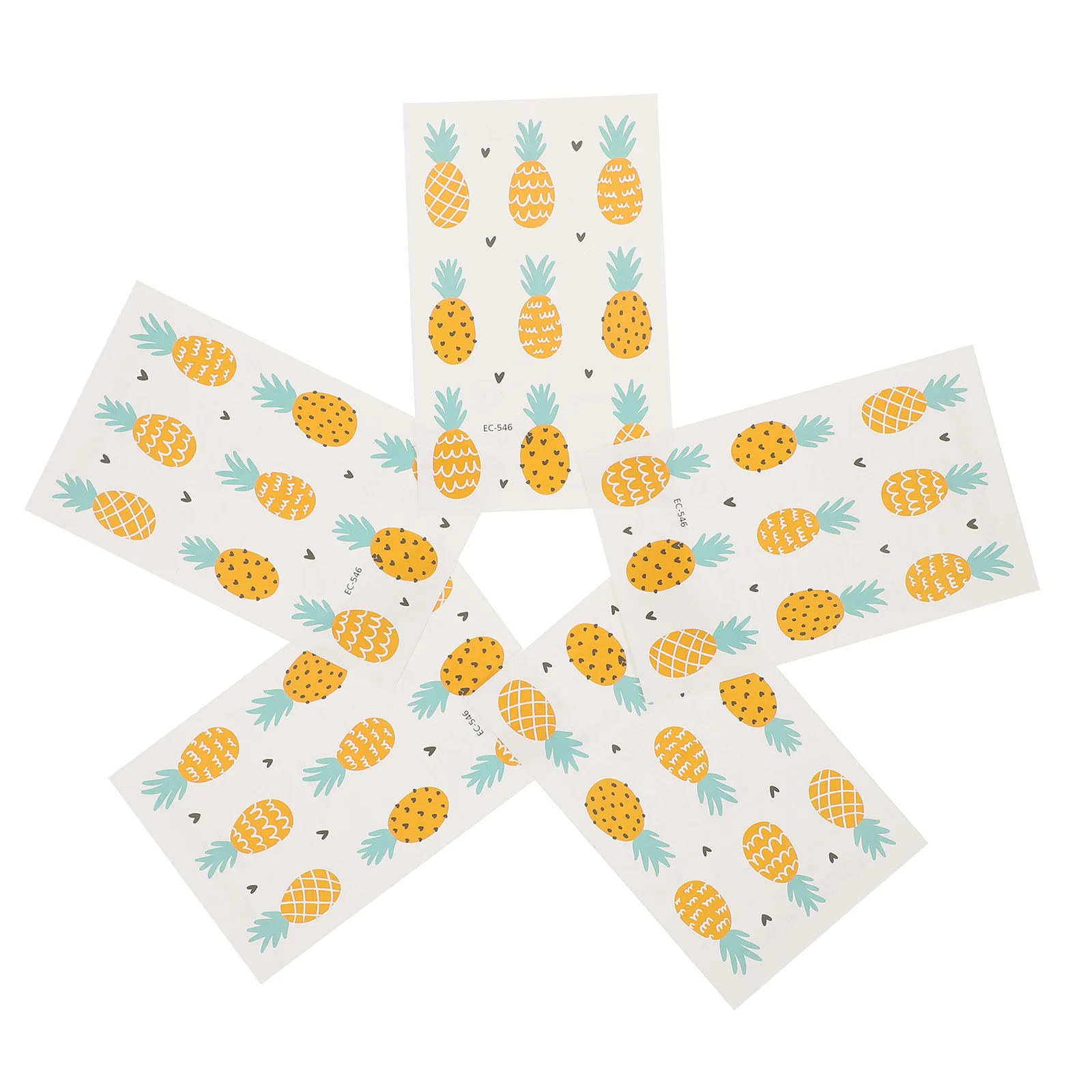 10Pcs 방수 바디 문신 만화 파인애플 스티커 사랑스러운 에코 임시 스티커 어린이를위한 재미있는 장식