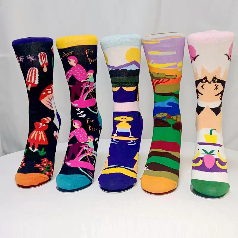 New FashionTrend Women Socks Street Hip Hop Happy Personality Sports Skateboarding Fun Stocking Good Quality Hot Sell Girl Gift