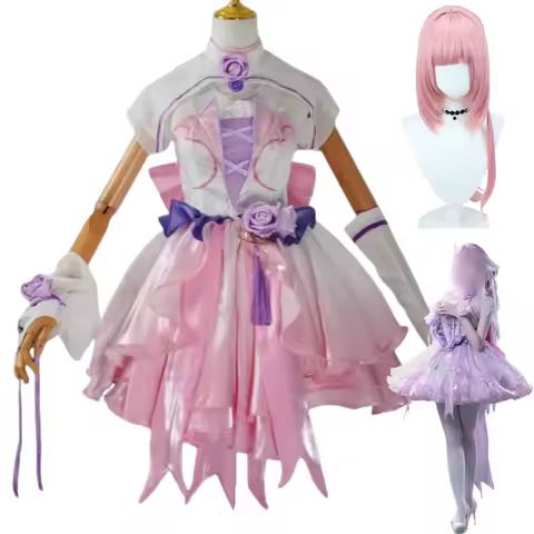 Anime Game Honkai Impact 3 Elysia Cosplay Costume Wig Pink Kawaii Princess Dress Lolita Skirt Woman Cute Masked Ball Suit
