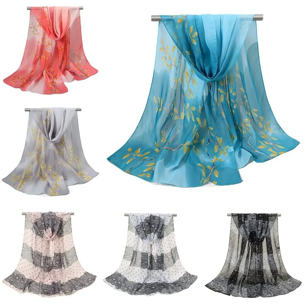 

New Floral Printing Chiffon Scarf Thin Long Shawl Silk Soft Female Wrap Shawls