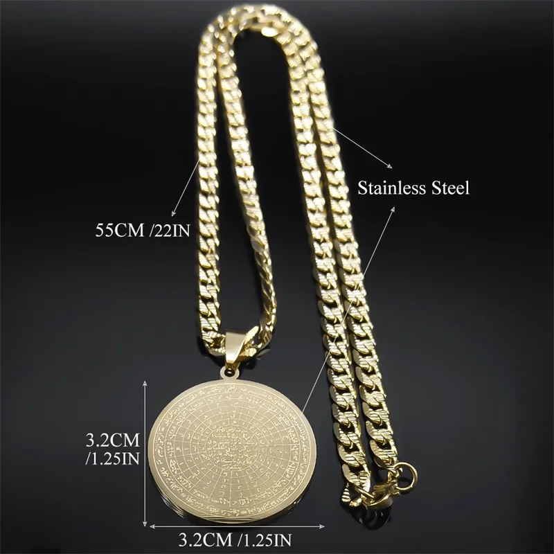 خمر تعويذة الإسلامية قلادة الرجال الفولاذ المقاوم للصدأ الذهب اللون الدينية العربية قلادة مجوهرات cadenas الفقرة hombre NZZZ491S05