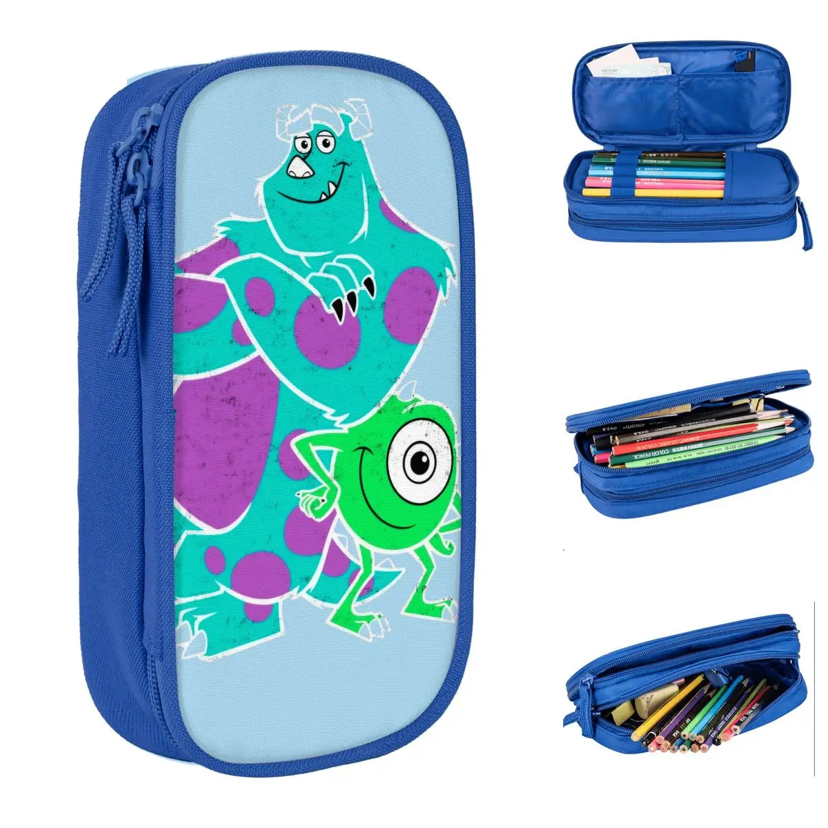 mike e sully pencil cases monsters inc pen bolsa grande armazenamento material escolar caixa cosmetica estudante moda 01