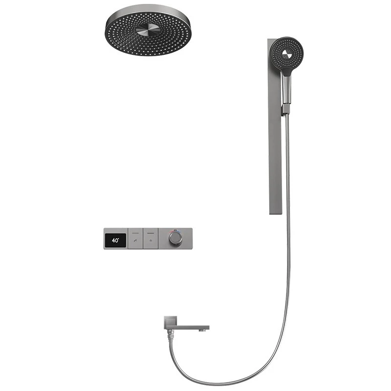 

Shower set Thermostat digital display button Household bathroom Shelf Shower screen Spray gun
