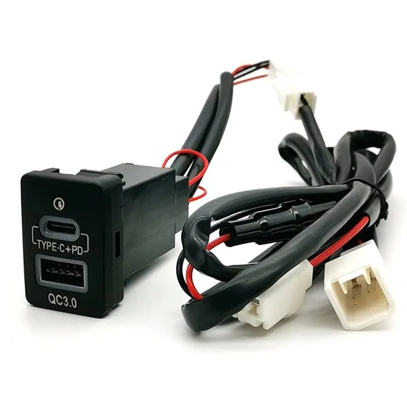 Cable Accessories Blue Light Car QC3.0 USB TYPE-C PD Dual Phone Charge Interface Socket Fit For Toyota