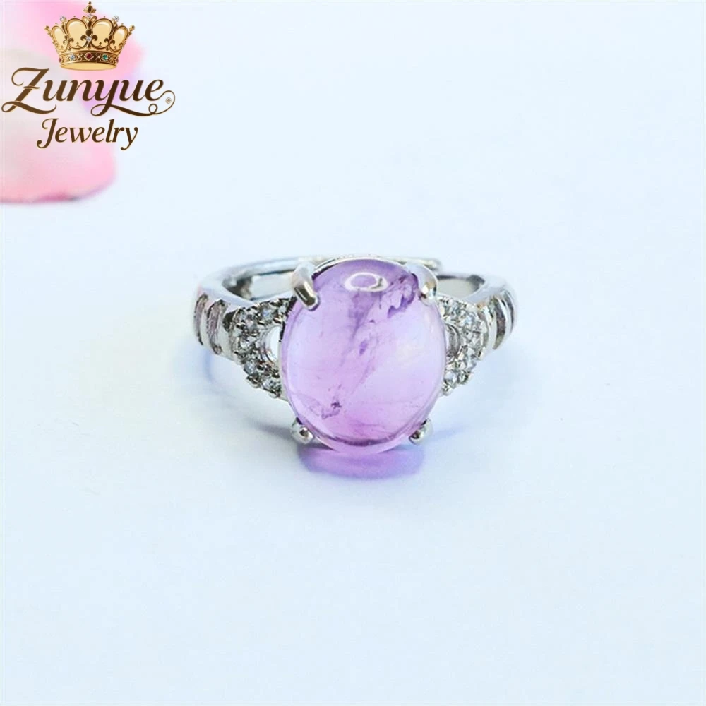 

High-End Natural Amethyst Set With Diamond Hollow-Out Ring Luxury Quality Fashion Jewelry Exquisite Elegant Popular Charms Gift