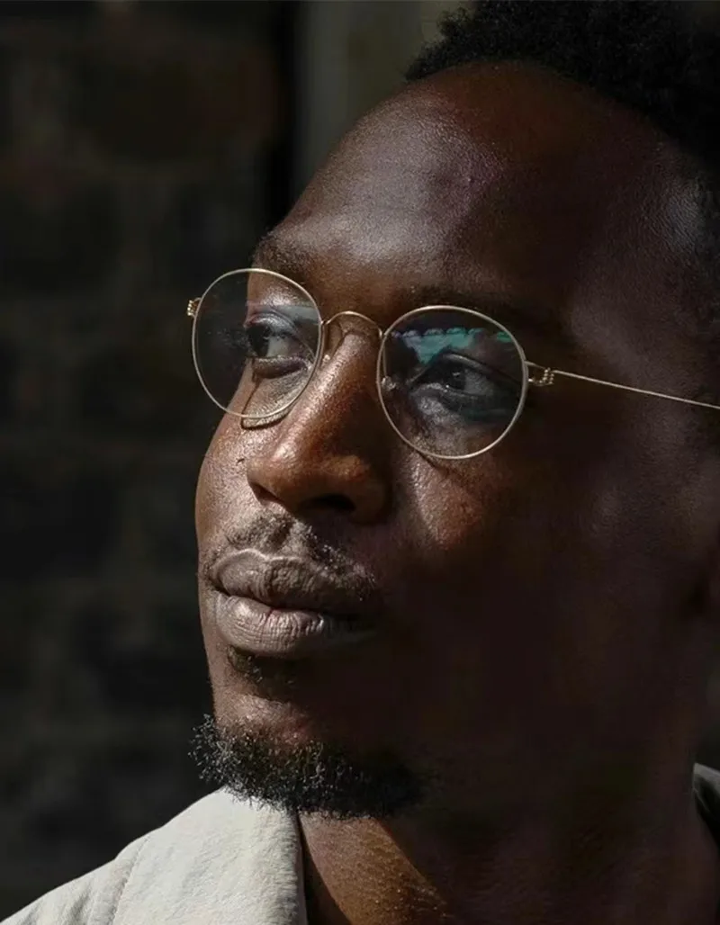 กรอบแก้วขนาดเล็กกลมไม่มีสกรูแบรนด์เนมสำหรับผู้ชายผู้หญิงเบามากสีสันสดใสแว่นตากรอบสีฟ้า