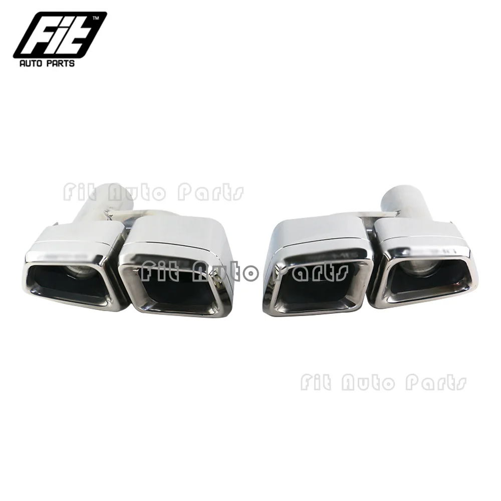 1 Set Stainless Steel Double Slant Tailpipe H-type Tails Tip For am g for E63 Silver Black 63mm Exhaust pipe