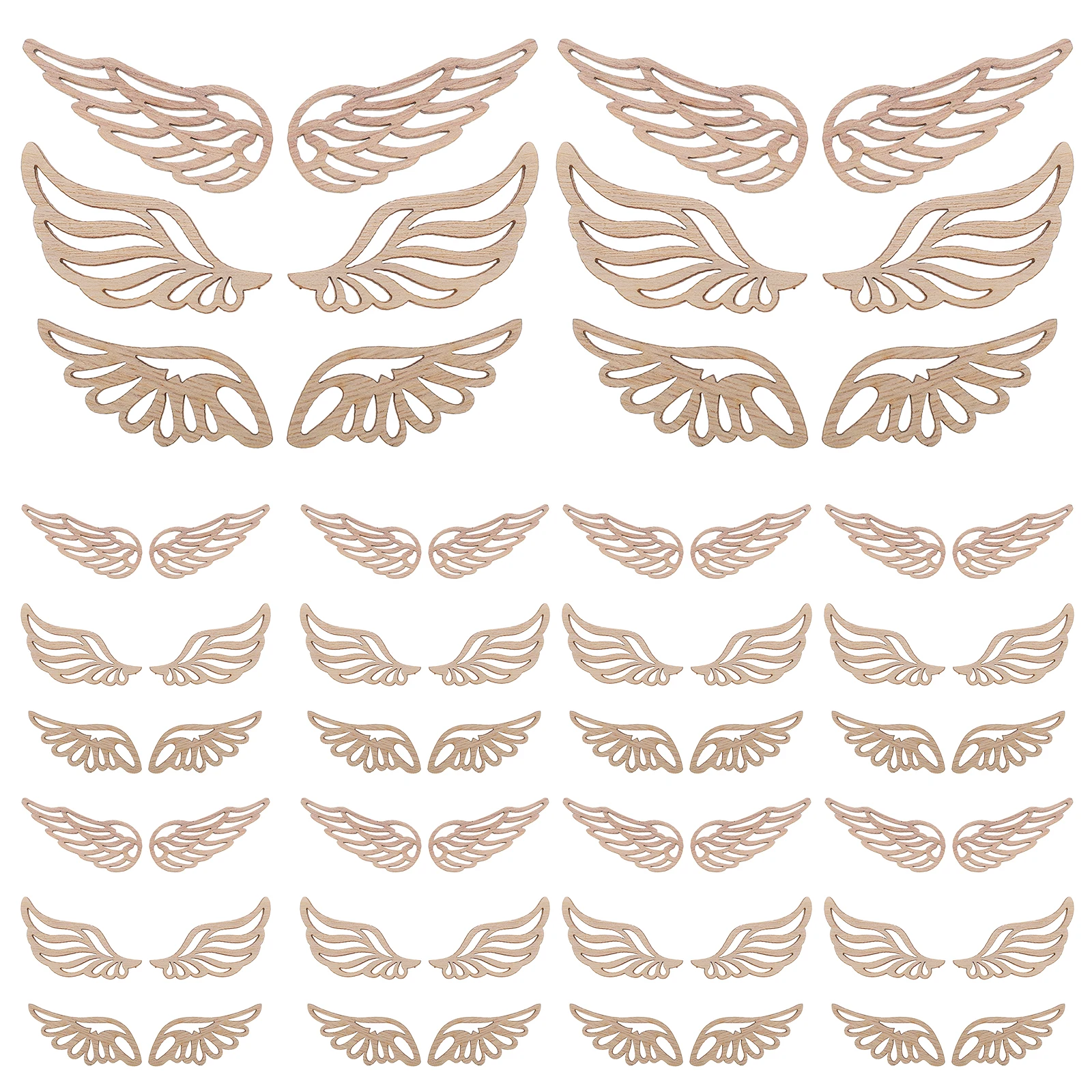

60 Pcs Wings Decorative Patch Angel Wood Ornaments Natural Wood Slices Diy Crafts Party Ornaments Wooden Hanging Pattern