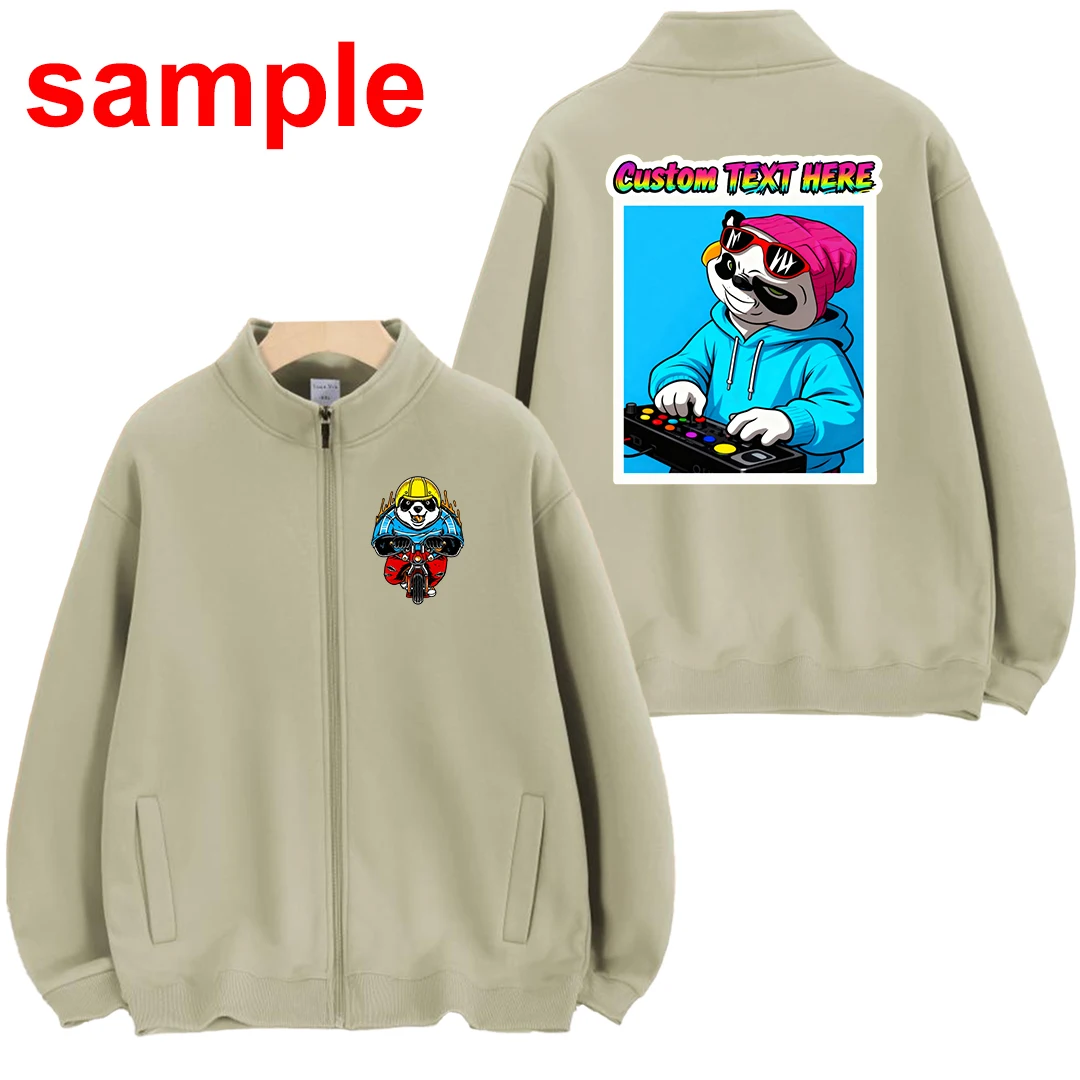 Herren-Sweatshirt aus Baumwollplüsch mit verdicktem Stehkragen, individuell bedruckt, personalisierte Logo-Kleidung, Unisex, Harajuku-Kapuzenpullover mit Reißverschluss
