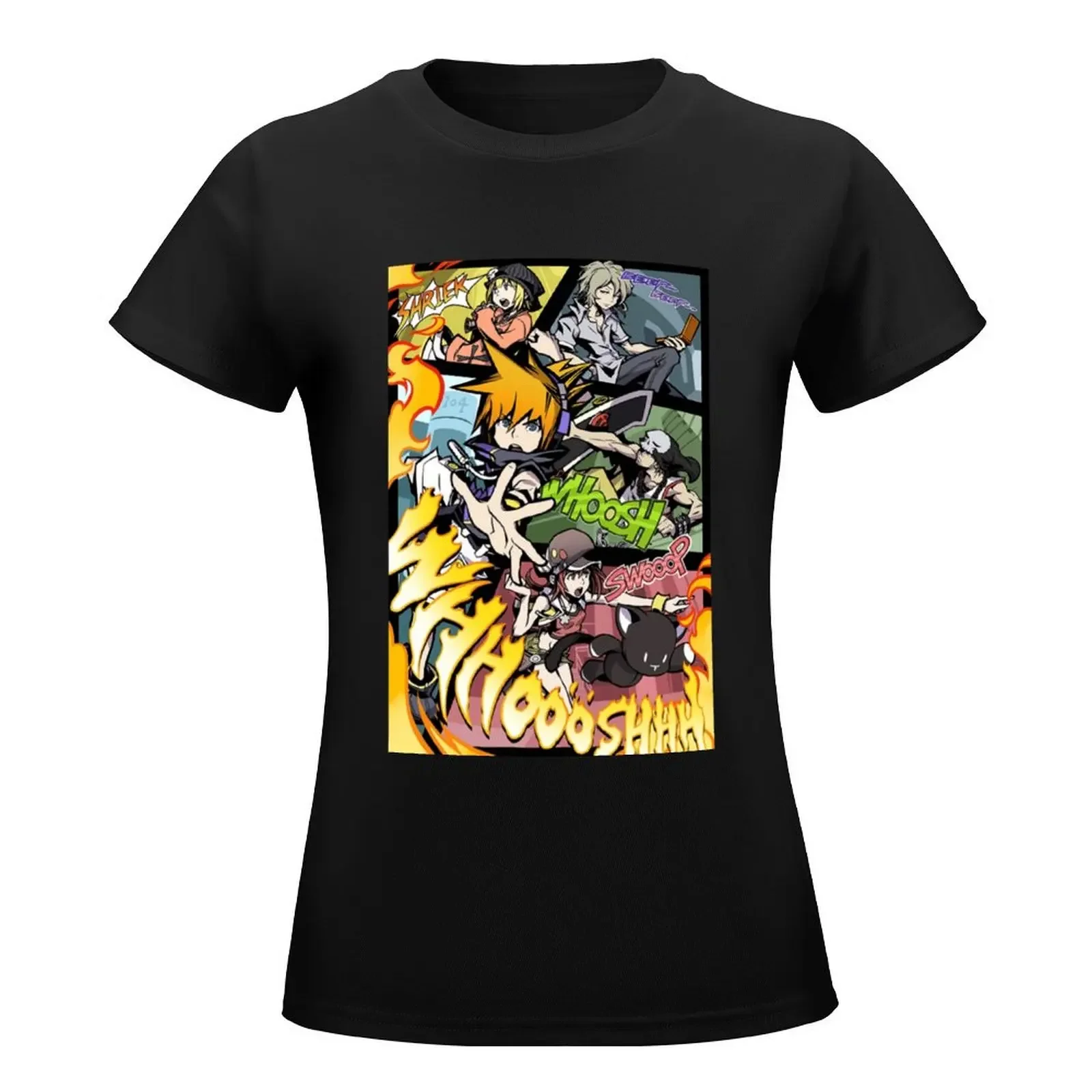 T-shirt humoristique pour femme, poster avec illustration de The World Ends With You, vêtement mignon