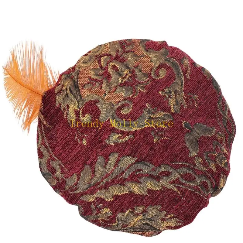 

N5KB Medieval Tudors Hat with Halloween Cosplay Costume Renaissances Muffin Hat Tudors Flat Cap Minstrels Costume Hat