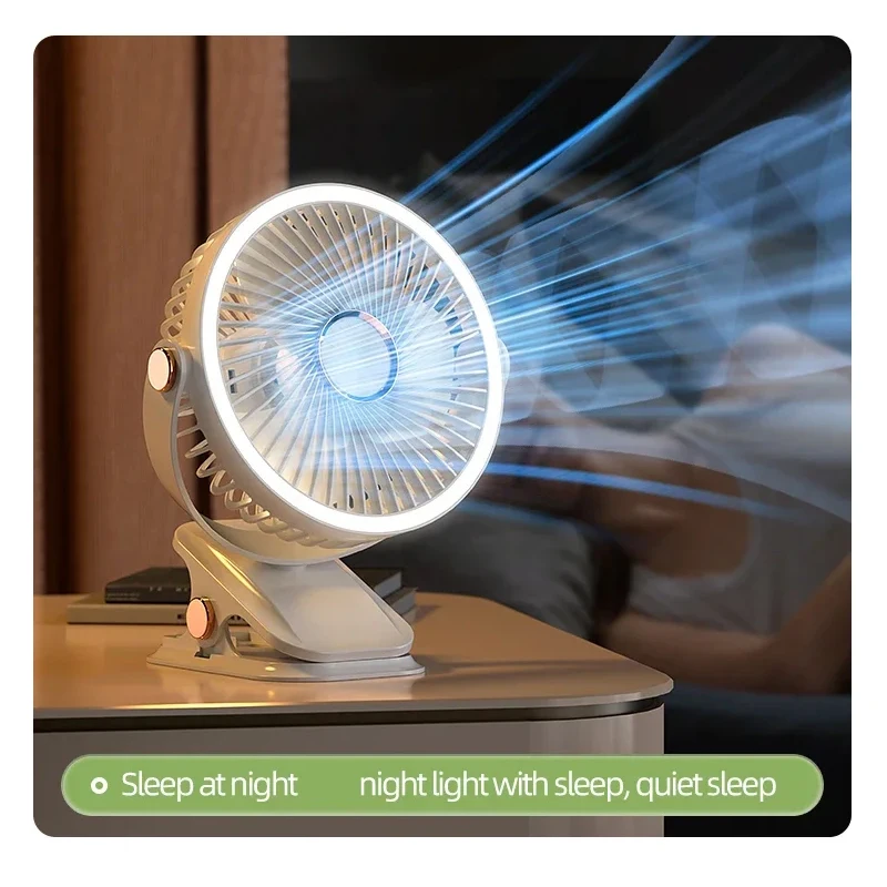 8000mAh Camping Fan Rechargeable Desktop Portable Air Circulator Wireless Ceiling Electric Fan With LED Light Clip-on Home Fan