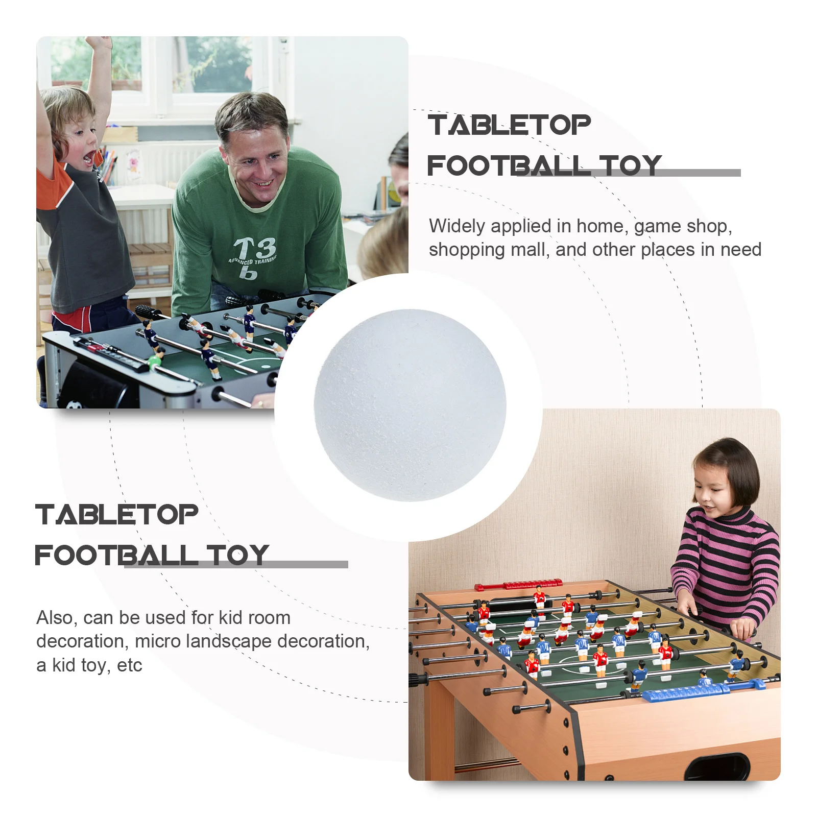 

3Pcs Tabletop Football Balls Easy Storage Portable Replacement for Arcade Game Tables Decorative Mini Ball Set Wear-Resistant