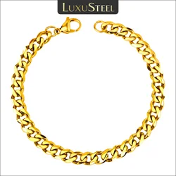 LUXUSTEEL Men's Cuban Link Chain Bracelets Width 6mm/8mm/10mm Length 22cm Stainless Steel Chain Jewelry