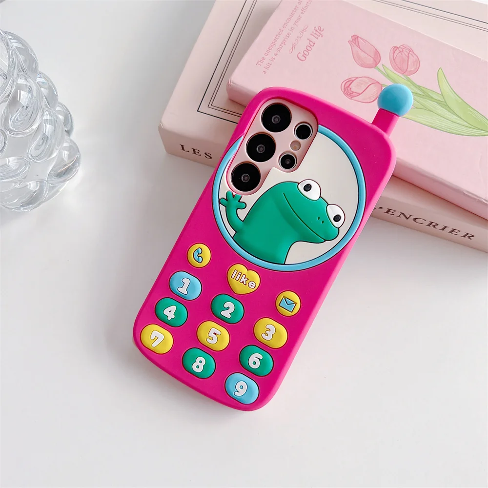 

17 Pro Max Nostalgic Playful Cartoon Lizard 3D Toy Mobile Phone Case for iPhone 16 15 14 13 Pro Soft Silicone Protective Cover