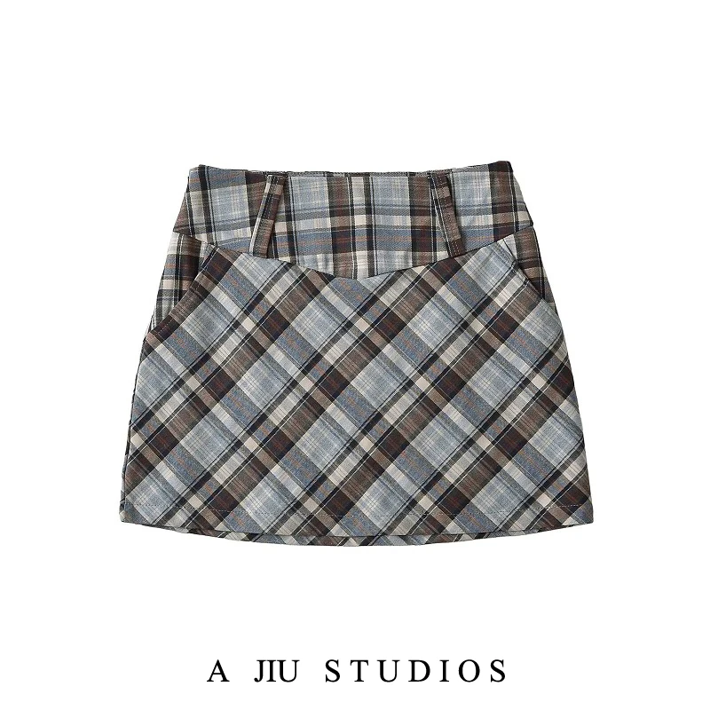 Hoge taille geruite rok dames bodycon a-lijn school sle retro Amerikaanse lente zomer ort rokken wikkel rond rokken