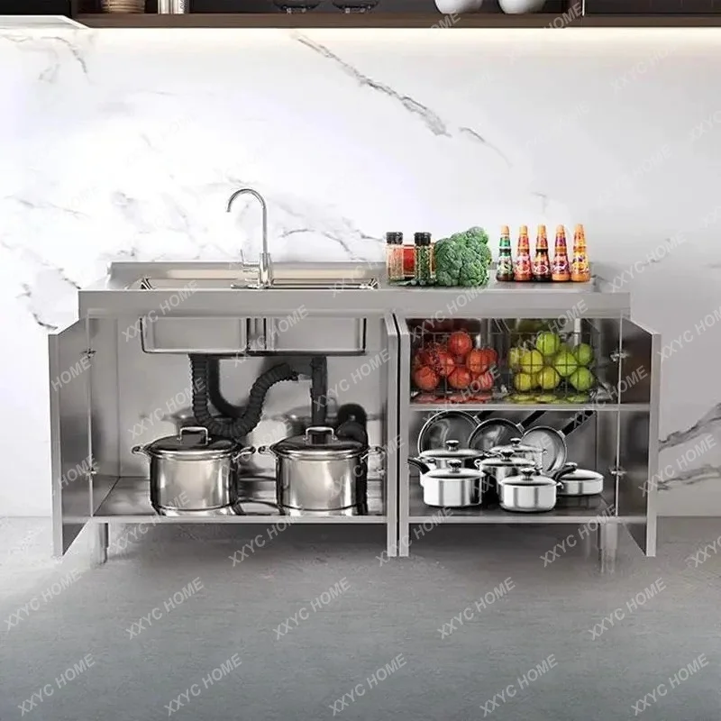 stainless steel household thickened sink tableware cupboard integrated forming stove