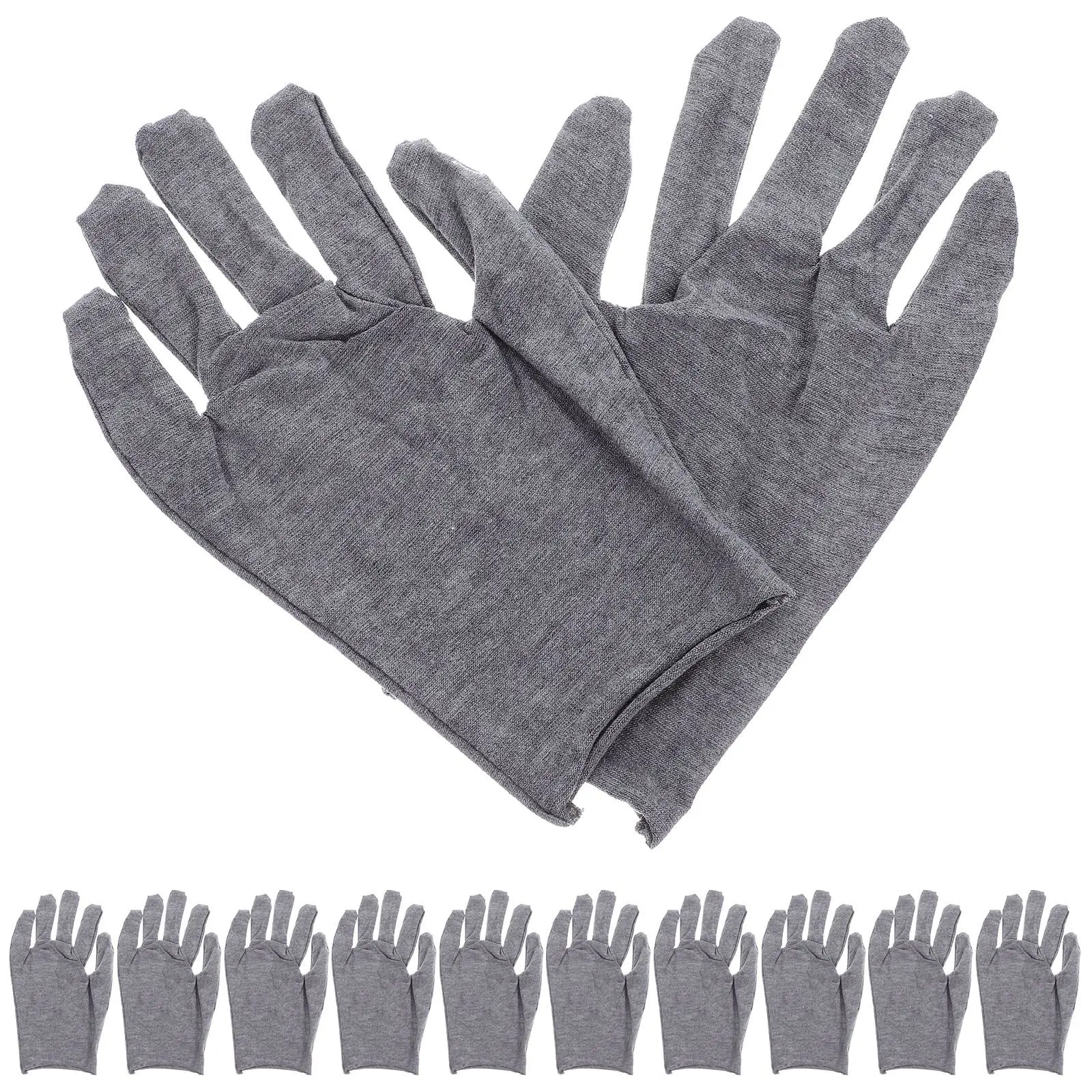 

12 Pcs Grey Cotton Gloves Cut Resistant Anti-slip Butcher Computer Non-slip Man