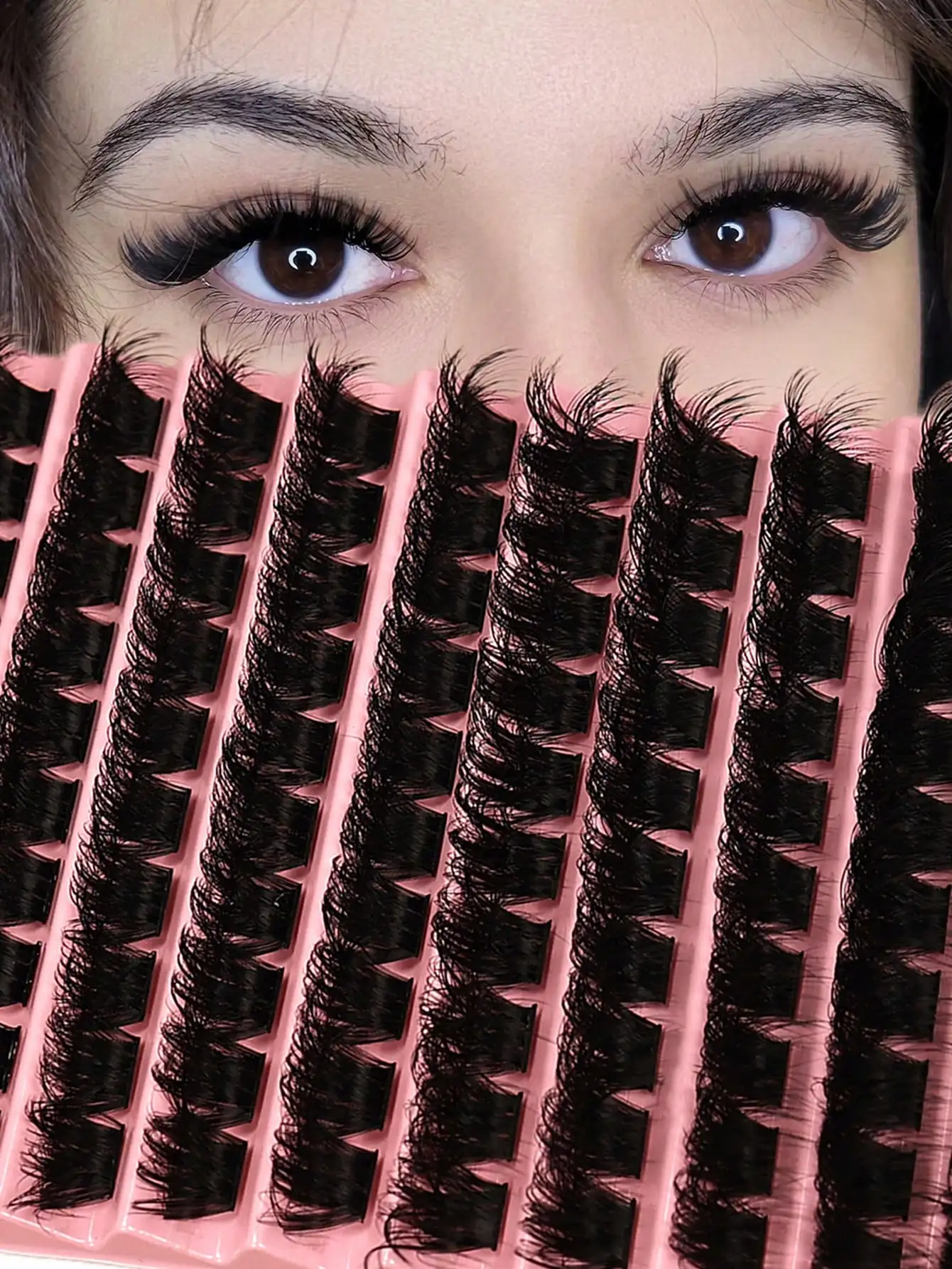 Cluster-Wimpern, weiche, natürliche Optik, D-Curl, flauschige Wimpernsträhnen für Anfänger, Halloween – Detail 1