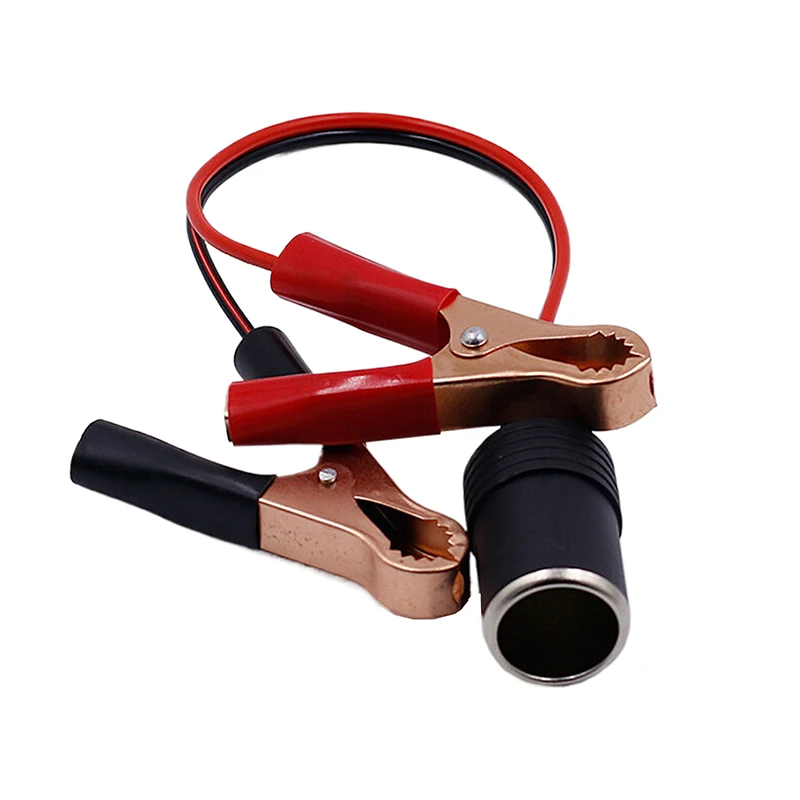 NEW 12V/24V Car Cigarette Plug Female To Alligator Clip Extension Connector To Terminal Clip-on Battery Adapter Auto Socket