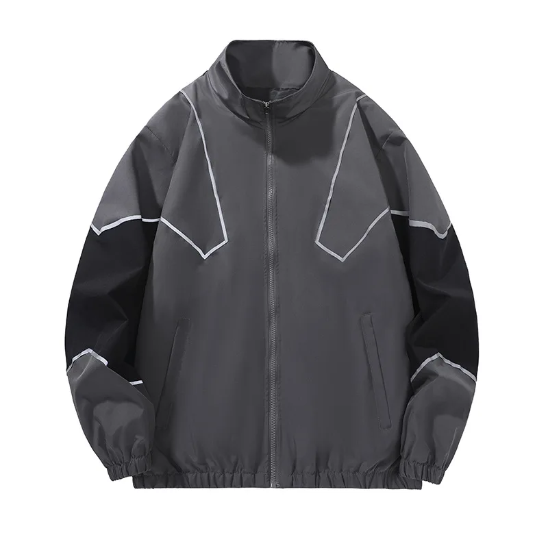 

Reflective Strip Sport Jackets Men Casual Outdoor Coats Spring Summer Vintage Jacket Thin Outerwears Men Clothies Varsity Jacket