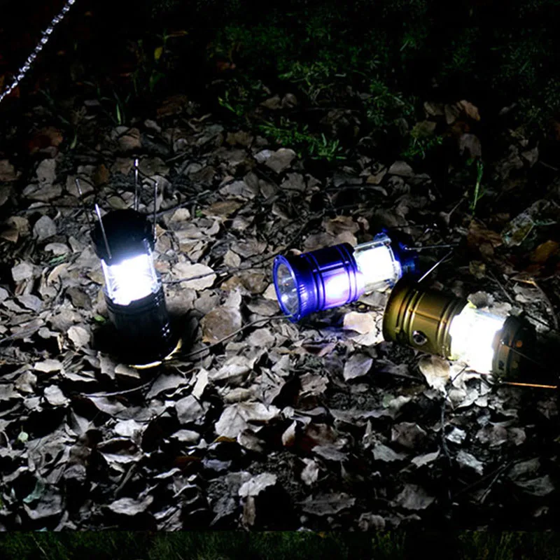 Camping Lamp USB Rechargeable Camping Light Outdoor Tent Light Lantern Solar Power Collapsible Lamp Flashlight Emergency Torch