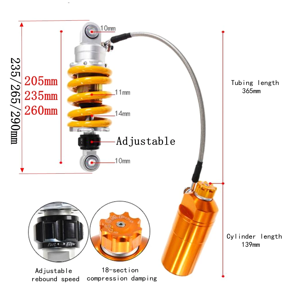 Motorcycle Modify 205mm 235mm 260mm Nitrogen Damping Central Shock Absorber Rear Suspension For Honda MXS125 M3 Monkey Z125 Pro