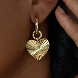 New Trendy Gold Color Heart Shaped Hoop Earring for Women Stainless Steel Hoop Earring Party Jewelry