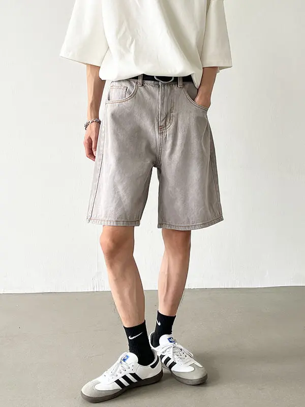 

Мужские винтажные джинсы Waed, летние тонкие прямые повседневные брюки-капри, износостойкие, для молодежи